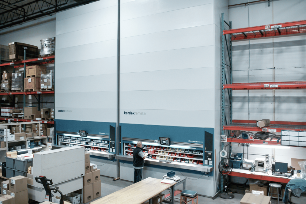 two vertical lift modules for fast picking of small parts
